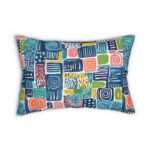 Colorful Geometric Spun Polyester Lumbar Pillow for Vibrant Home Decor