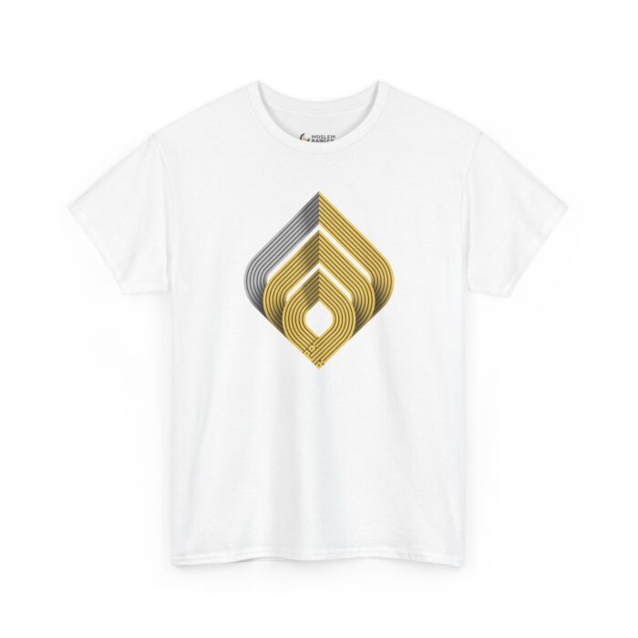 Geometric Pattern Unisex Heavy Cotton Tee - Modern Art Design - Image 3