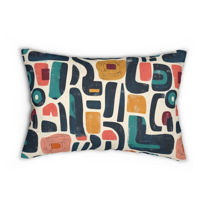 Abstract Geometric Lumbar Pillow for Cozy Home Decor - Image 2